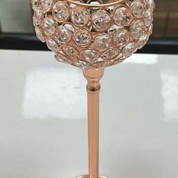 Rose Gold Candle Holder Oval Shape Diwali Gifts Home Decor Puja Lamp Stand